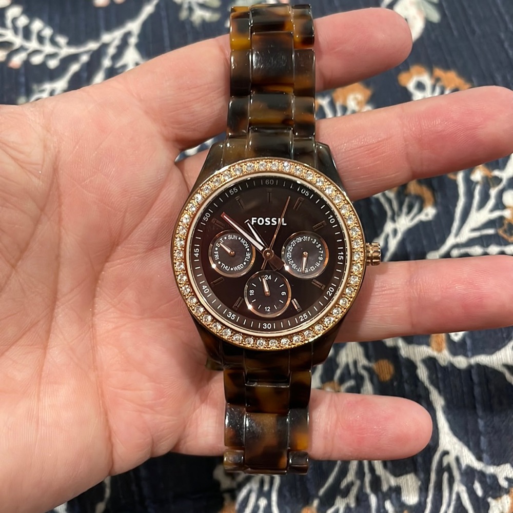 Fossil Watch Tortoise and Gold